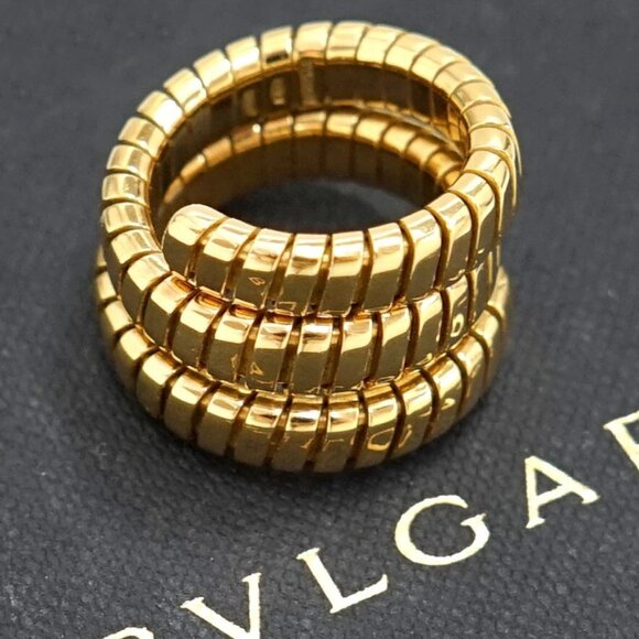 BVLGARI Bulgari Tubogas Snake Ring size US6.5 18k Yellow Gold 750 Auth w/Box - Picture 1 of 8